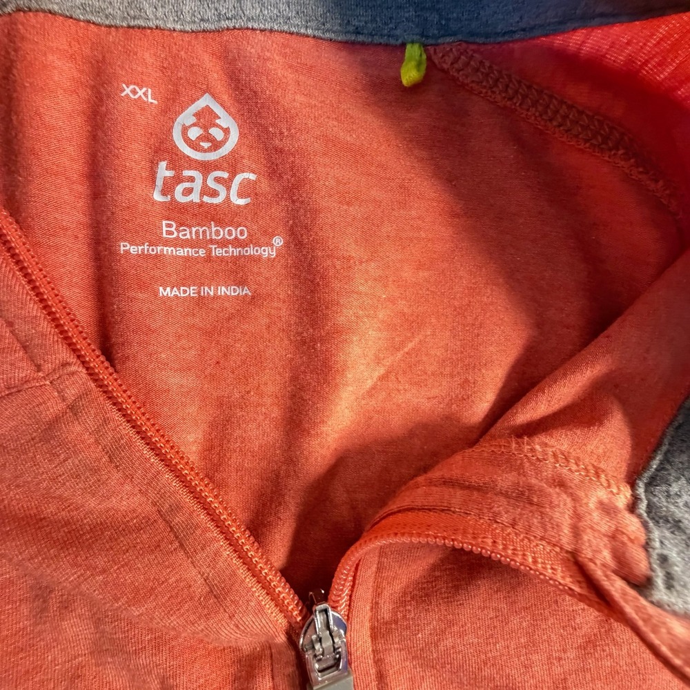 Tasc Performance Quarter Zip Men XXL Orange Bamboo Organic Cotton Pullover FA21 - Picture 2 of 9
